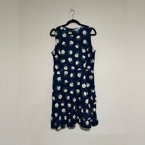 Draper James Magnolia Sleeveless Nassau Navy Faux Wrap Dress Size 10